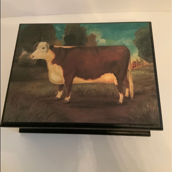 Other - Hand Painted Wood Box Cow/Bull